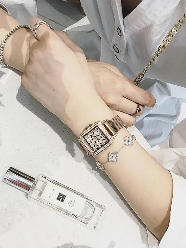 Stainless Steel Iron Strap Square Women's Watch