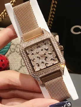 Stainless Steel Iron Strap Square Women's Watch