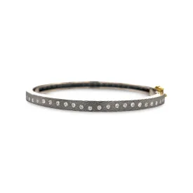Sterling Silver Bangle with White Diamonds
