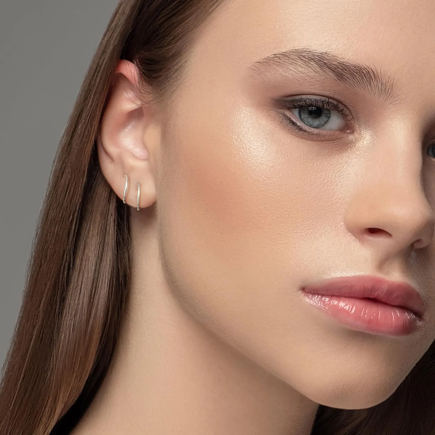 Sterling Silver Double Twist Hoop Earrings Tiny Spiral Second Hole Earrings Cartilage Double Hoop Piercing Earrings for Women Trendy