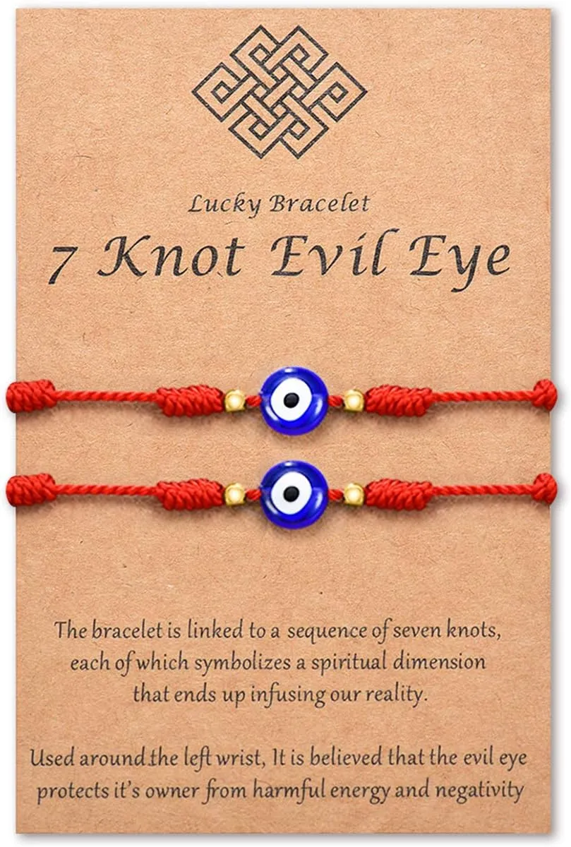 Tarsus (Ver.3) Evil Eye 7 Knot Lucky Bracelets Adjustable Red String Amulet for Women Men