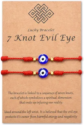Tarsus (Ver.3) Evil Eye 7 Knot Lucky Bracelets Adjustable Red String Amulet for Women Men