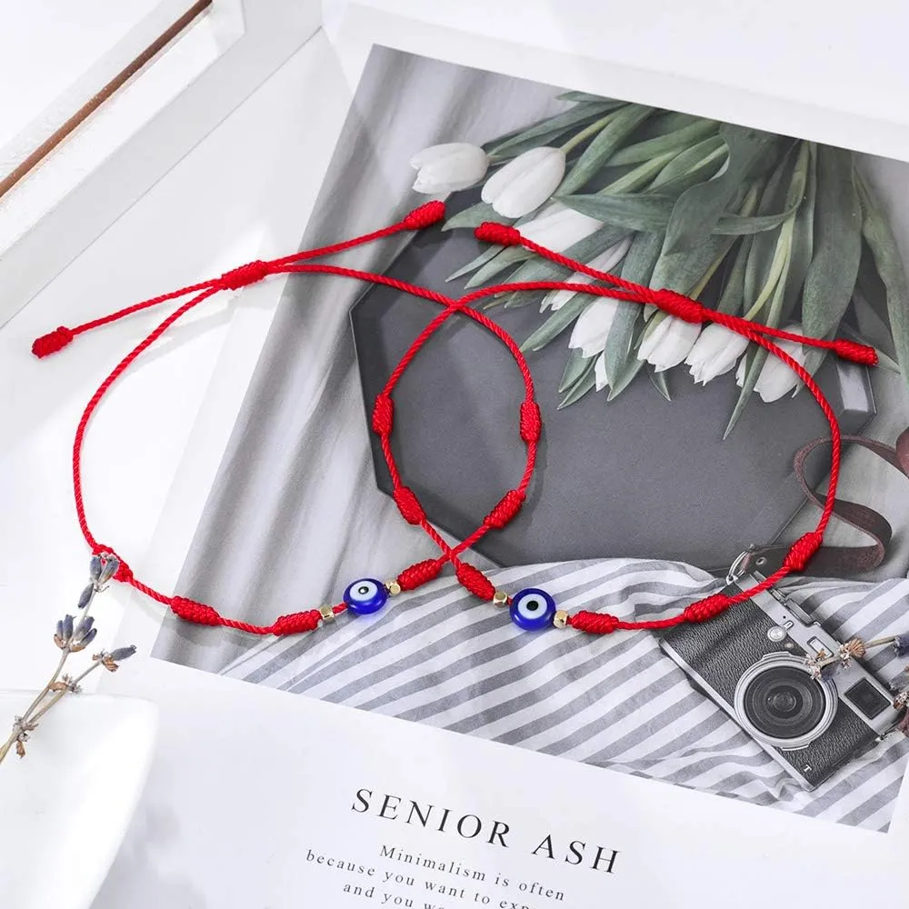 Tarsus (Ver.3) Evil Eye 7 Knot Lucky Bracelets Adjustable Red String Amulet for Women Men