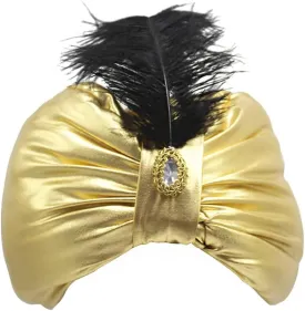 Topwon Arab India Hat Costume Sultan Cap Dresse Up Unisex 17.3-20.8 Inch Head Circumference Gold