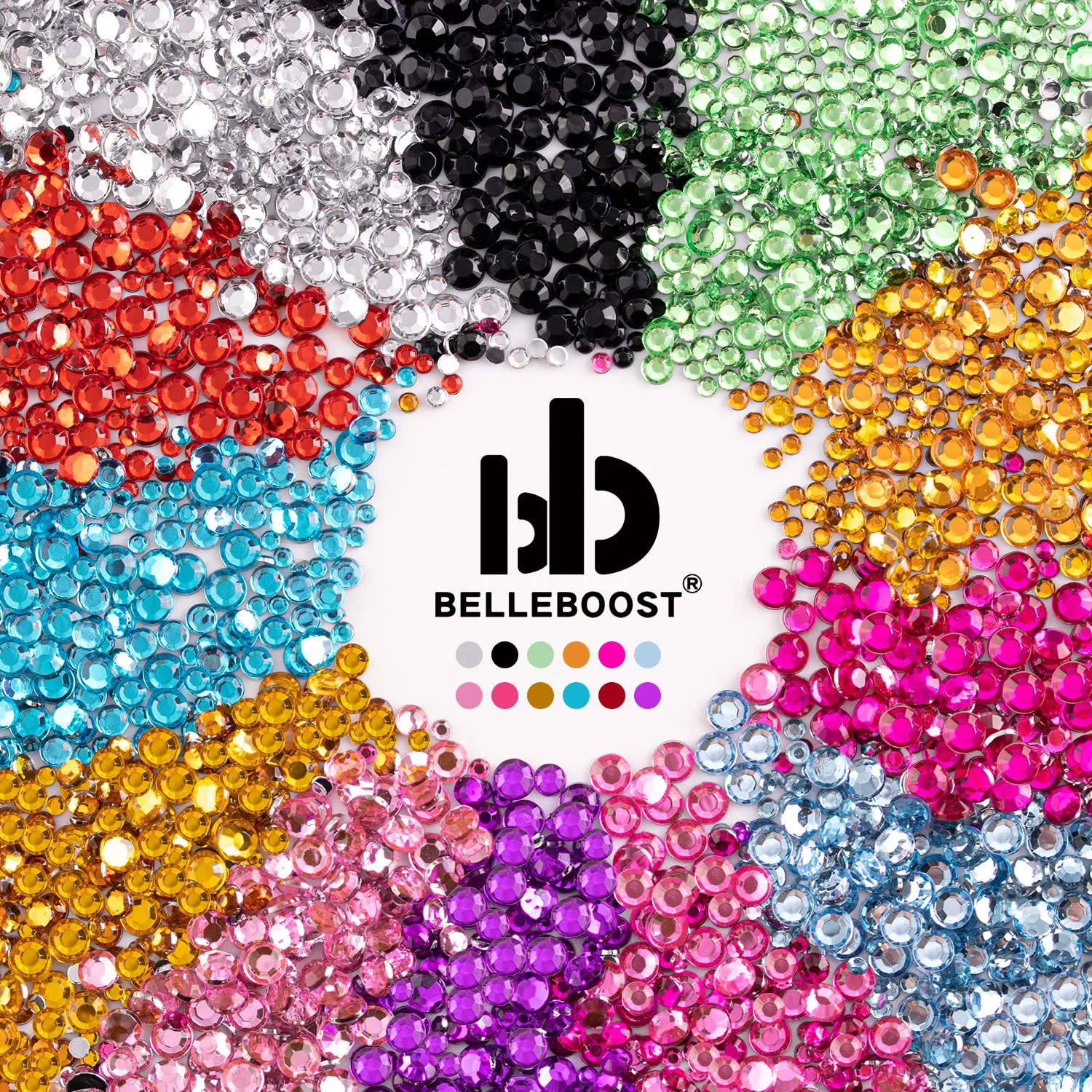 Two Packs of Flatback Rhinestones 4520 Pcs Crystal, Colorful Rhinestones for Nails, Multicolored  AB Transparent White Gems with Picker Tools for Bedazzling Nail Crafting Face Makeup