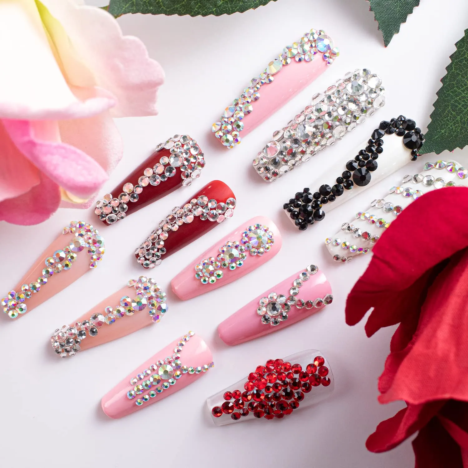 Two Packs of Flatback Rhinestones 4520 Pcs Crystal, Colorful Rhinestones for Nails, Multicolored  AB Transparent White Gems with Picker Tools for Bedazzling Nail Crafting Face Makeup