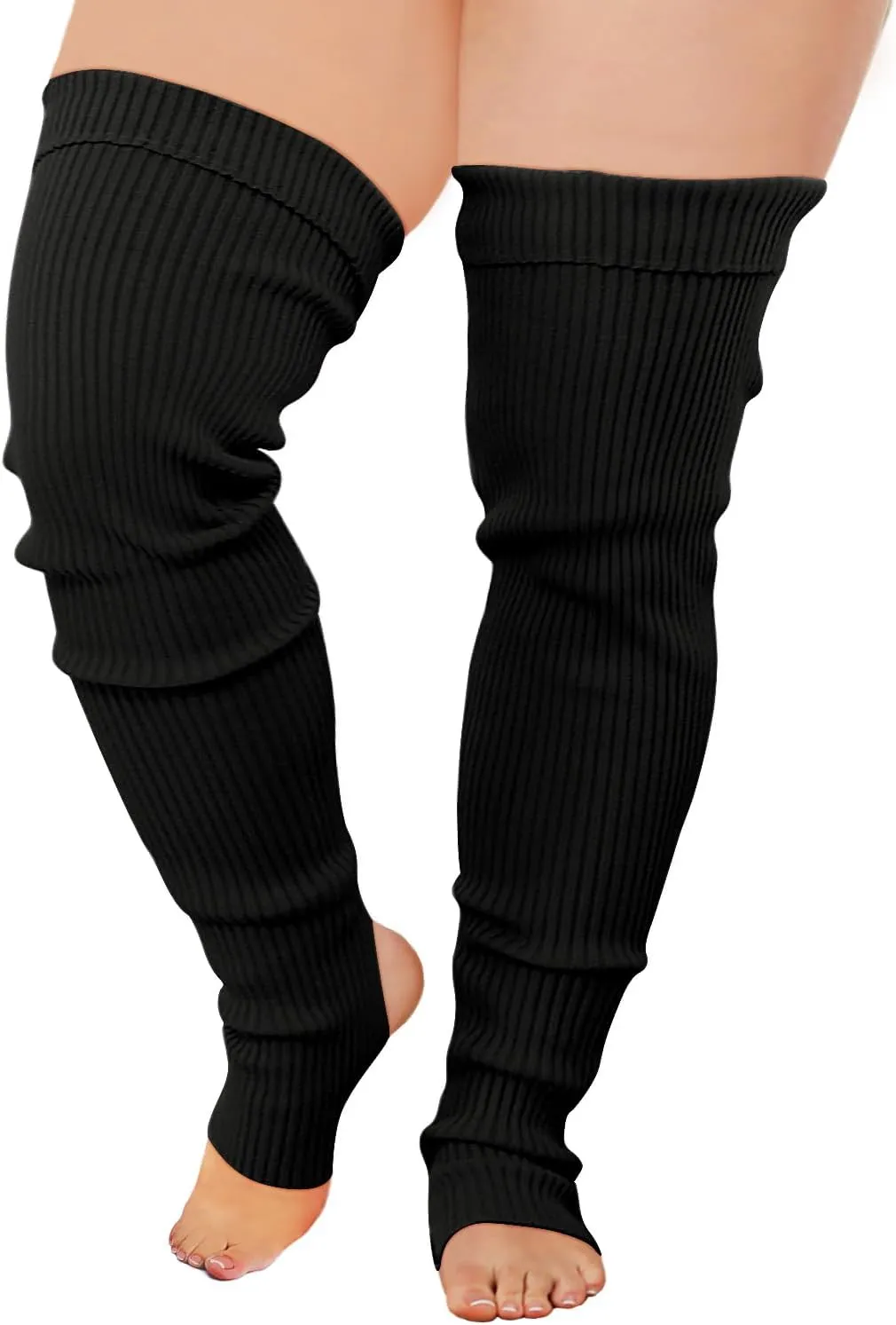 v28 Plus Size Knit Leg Warmer Women Thick Thigh High Boot Extra Long Large Socks
