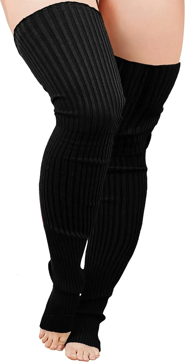 v28 Plus Size Knit Leg Warmer Women Thick Thigh High Boot Extra Long Large Socks