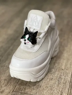 Vintage 80s Kitty Cat Head Shoelace Clip