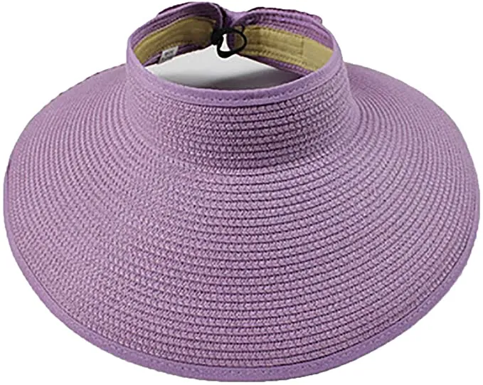 Wide Brim Floppy Roll Up Beach Straw Sun Hat with Bow Detail