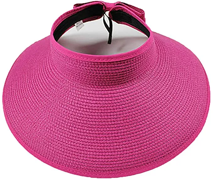 Wide Brim Floppy Roll Up Beach Straw Sun Hat with Bow Detail