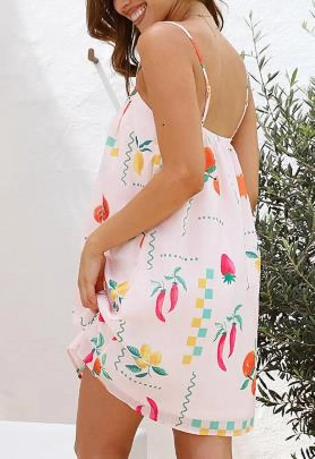 Women Boho Graffiti Mini Cami Dress Cute Graphic Spaghetti Strap Flowy Short Dress Summer Holiday Beach Sundress