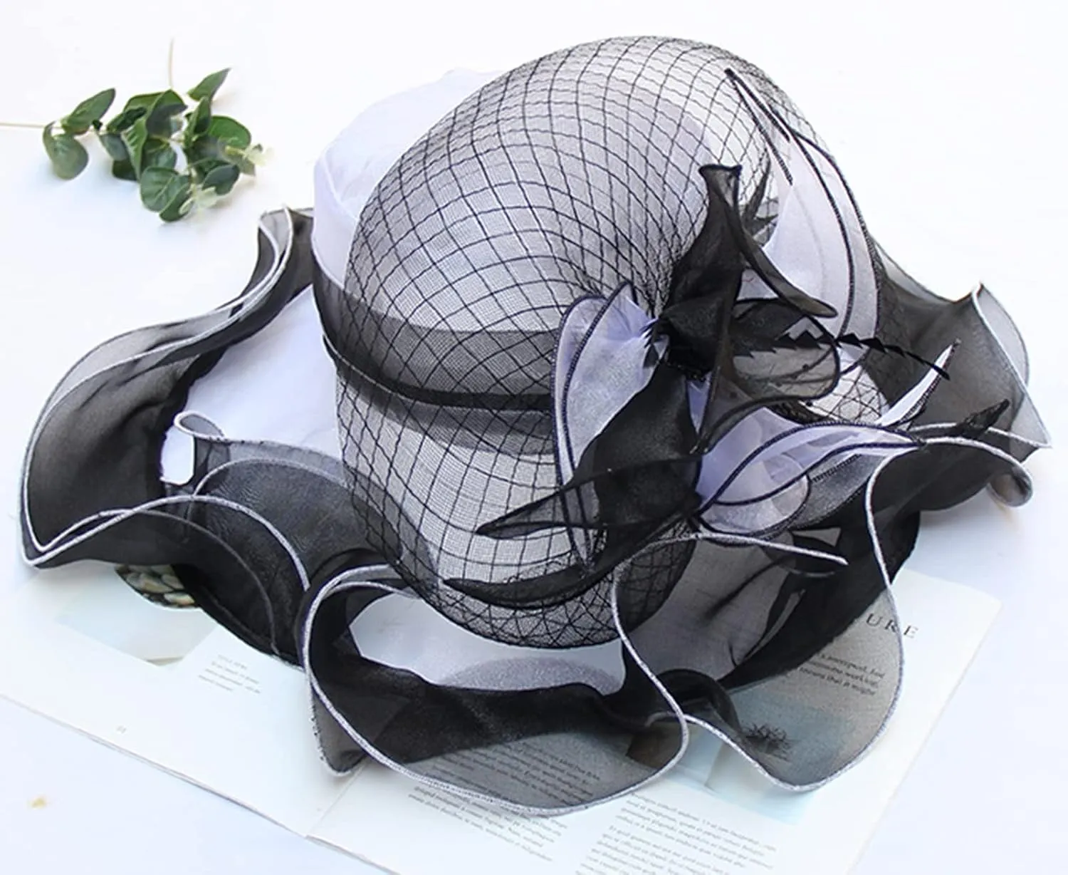 Women Hats Headband Hairpin Organza Fascinator Church Hat Floral Tea Party Wedding Hat