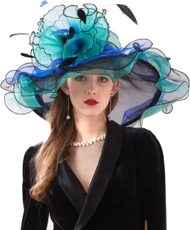 Women Hats Headband Hairpin Organza Fascinator Church Hat Floral Tea Party Wedding Hat