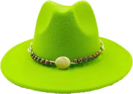 Women's Fedora Hat Autumn and Winter Big Brim Hat Flat Brim Hat Retro Woolen Jazz Top Hat