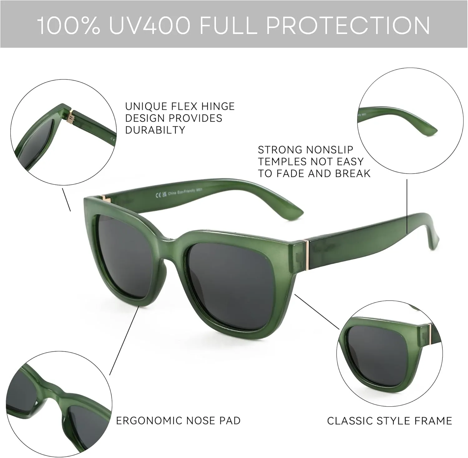 ZENOTTIC Retro Square Polarized Sunglasses for Women Vintage Sun Glasses UV400 Protection Trendy Shades Fashion Style